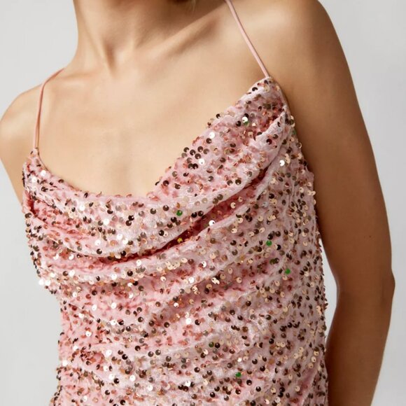 UO Kiss The Sky Sequin Cowl Neck Mini Dress - Perfect for Taylor Swift Concert - Picture 3 of 6